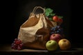 Grocery bag fruits paper. Generate Ai