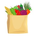 A grocery bag full of healthy fruits and vegetables Royalty Free Stock Photo