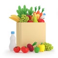 Grocery bag with healthy food, fruits, vegetables Royalty Free Stock Photo