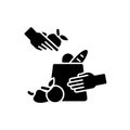 Grocery bagger black glyph icon