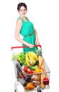 Grocery Cart Full of Vegetables, supermarket trolleys, isolated