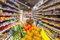 Grocery cart in supermarket