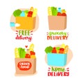 Grocery delivery concept set Royalty Free Stock Photo