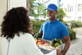 Grocery Delivery Courier At Home Royalty Free Stock Photo