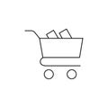 Grocery delivery line icon. Vector outline illustration of store shopping cart. Supermarket equipment pictorgam EPS 10 Royalty Free Stock Photo