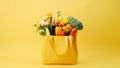 Bag fresh vegetables paper healthy diet shopping organic market grocery food