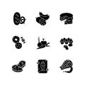 Grocery food black glyph icons set on white space