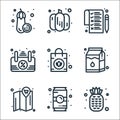 Grocery line icons. linear set. quality vector line set such as pineapple, drink, map, milk box, handbag, list, pumpkin