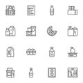 Grocery line icons set