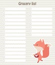 Grocery list with cute fox