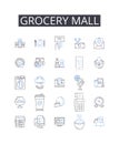 Grocery mall line icons collection. Supermarket, Grocery store, Convenience store, Market, Megamarket, Hypermarket Royalty Free Stock Photo