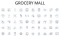 Grocery mall line icons collection. Fresh, Variety, Sourdough, Artisan, Crusty, Whole-grain, Bagels vector and linear