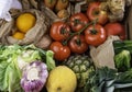 Grocery paper box with healthy food clean eating selection Royalty Free Stock Photo