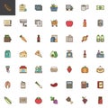 Grocery products filled outline icons set