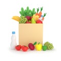 Grocery bag with healthy food, fruits, vegetables Royalty Free Stock Photo