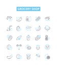 Grocery shop vector line icons set. Grocer, Market, Store, Produce, Provision, Supply, Provisioner illustration outline