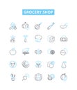 Grocery shop vector line icons set. Grocer, Market, Store, Produce, Provision, Supply, Provisioner illustration outline