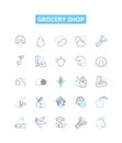 Grocery shop vector line icons set. Grocer, Market, Store, Produce, Provision, Supply, Provisioner illustration outline