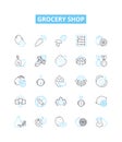 Grocery shop vector line icons set. Grocer, Market, Store, Produce, Provision, Supply, Provisioner illustration outline