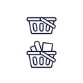 Grocery shopping basket icon empty and full filled condition symbol icon in outline style vector Royalty Free Stock Photo