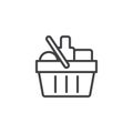 Grocery shopping basket outline icon