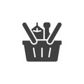 Grocery shopping basket vector icon Royalty Free Stock Photo