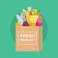 Grocery Shopping Concept Banner Illustration. Royalty Free Stock Photo