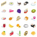 Grocery shopping icons set, cartoon style