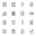 Grocery shopping line icons set