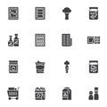 Grocery shopping vector icons set