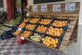 Grocery stall on sardinia with orange fruit