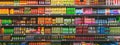 Supermarket shelves with a variety of drinks and beverages in colorful packaging Royalty Free Stock Photo