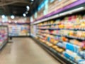 Grocery store blur bokeh background - shoppers at grocery store with defocused lights Royalty Free Stock Photo