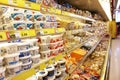 Grocery store cheese shelves Royalty Free Stock Photo