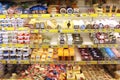 Grocery store cheese shelves Royalty Free Stock Photo