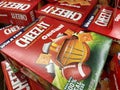 grocery store Cheez-it snack crackers in a display bin