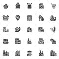 Grocery store departments vector icons set