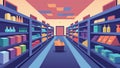 A grocery store designates a specific aisle during quiet hours as a sensoryfriendly zone with subdued lighting minimal Royalty Free Stock Photo