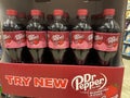 Grocery store Dr Pepper soda drinks display bottles