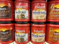 Grocery store Folgers coffee canisters hazelnut french vanilla