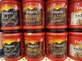 Grocery store Folgers coffee canisters variety