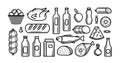 Grocery store. Food and drinks icons set. Vector illustration