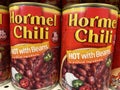 Grocery store Hormel can chili hot