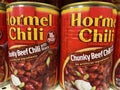 Grocery store Hormel canned chili chunky beef