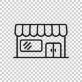 Grocery store icon in transparent style. Shop building vector illustration on isolated background. Market boutique business Royalty Free Stock Photo