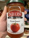 Grocery store Mids pizza sauce in a glass jar Royalty Free Stock Photo