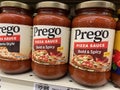 Grocery store Prego pizza sauce in a glass jar Royalty Free Stock Photo