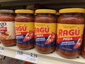 Grocery store Ragu pizza sauce in a glass jar Royalty Free Stock Photo