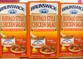 Grocery store shelf with Brunswick brand Ready To Eat Buffalo Style Chicken Salad with Crackers Royalty Free Stock Photo
