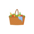 Grocery store, shopping trolley, basket with food Royalty Free Stock Photo